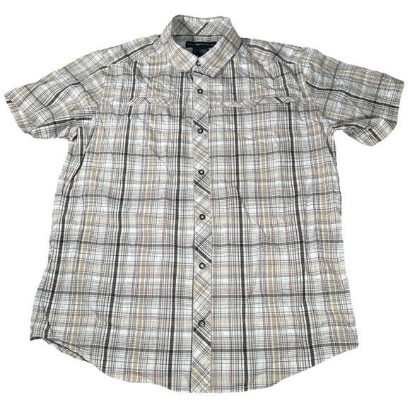 Exofficio Men’s M Cotton Nylon Blend Short Sleeve Snap Button Fishing Shirt EUC - Picture 2 of 5